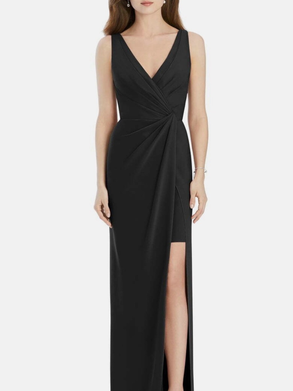 Jenny Packham Black Sleeveless Crepe Formal Gown, style JP1013